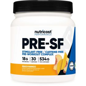 Nutricost Stim-Free Pre-Workout Powder, 30 Servings (Peach Mango) - Non-GMO Supplement
