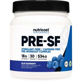 Nutricost Stim-Free Pre-Workout Powder Supplement, 30 Servings (Blue Raspberry)